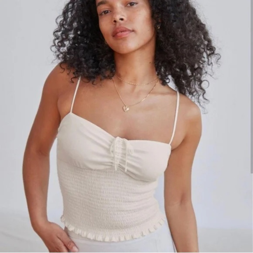 Cream Ruched Women's Top